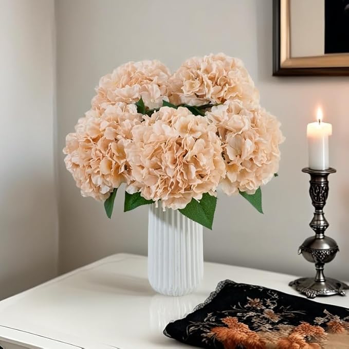 8pcs Fake Flowers Silk Hydrangea Artificial Flowers Bouquets Faux Hydrangea Stems for Home Table Centerpieces Wedding Party Decoration-CasaMuseHome