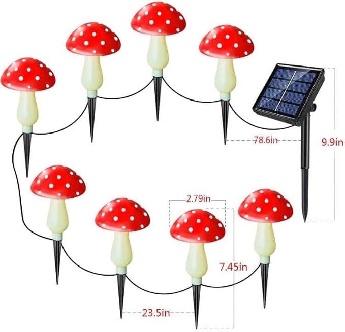 8-Pack Red Solar Mushroom Lamp, 8 Modes, Outdoor Waterproof, for Garden Decor, Christmas, Halloween, Yard, Lawn-CasaMuseHome