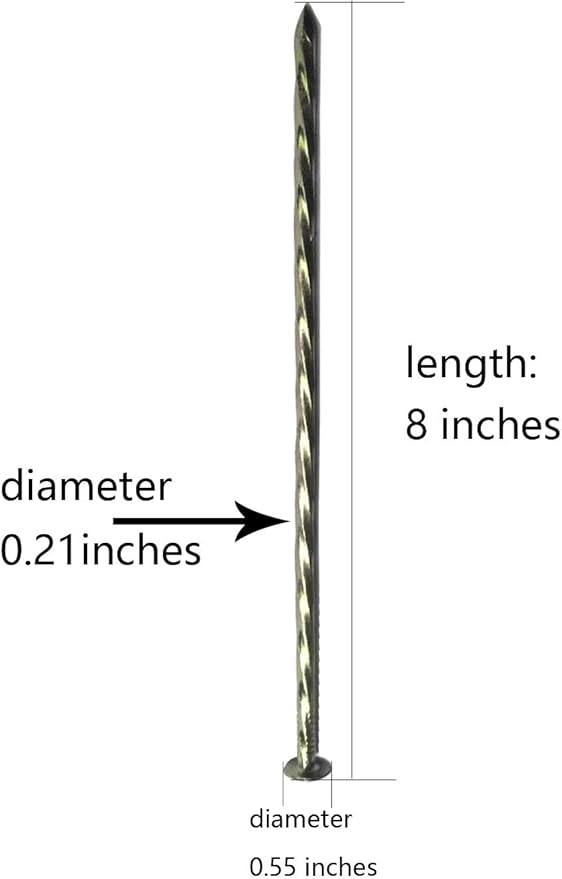 22 Pcs 8-Inch Landscape Stakes, Spiral Metal Galvanized Landscape Spikes, Garden Nails for Artificial Turf, Paver Edging, Weed Barrier, Carpentry and More-CasaMuseHome