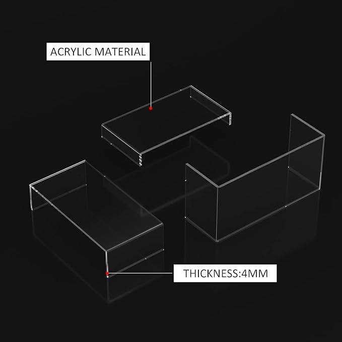 Acrylic Risers Display Stands 3pcs, Rectangular Dessert Table Display Set, Clear Display Shelf for Funko Pop, Collectibles, Retails, Shoes, Plants, Home Decors, Decoration - 7.5''x8''x8.5''-CasaMuseHome
