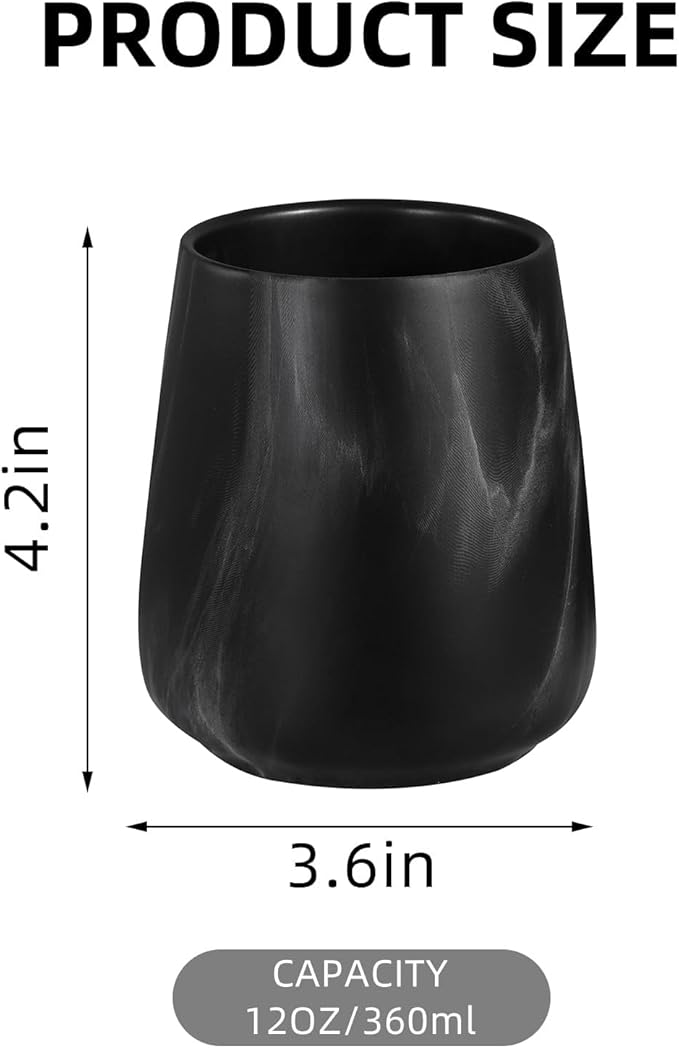 2Pcs Toothbrush Holder for Bathroom - Marble Black Ceramic Tooth Brushing Holders Set, Toothbrush Cup & Toothpaste Organizer for Bathroom Countertop, Makeup Brush Holder, Pen Holder for Home Storage-CasaMuseHome