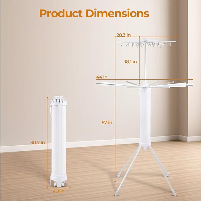 4-Legged Clothes Drying Rack Foldable,2 Tier Portable and Collapsible Space Saving Laundry Drying Rack with 4 Pulleys,Aluminum Dry Rack for Clothes-CasaMuseHome