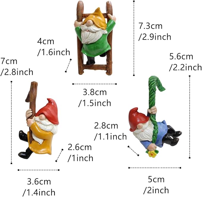 3 PCS Climbing Gnomes Tree Faces Decor Outdoor for Yard, Gnomes Statue, Outdoor Fairy Garden Resin Crafts, Flower Pot Landscape Dwarf, Micro Landscape Pendant Ornaments (3 PCS)-CasaMuseHome