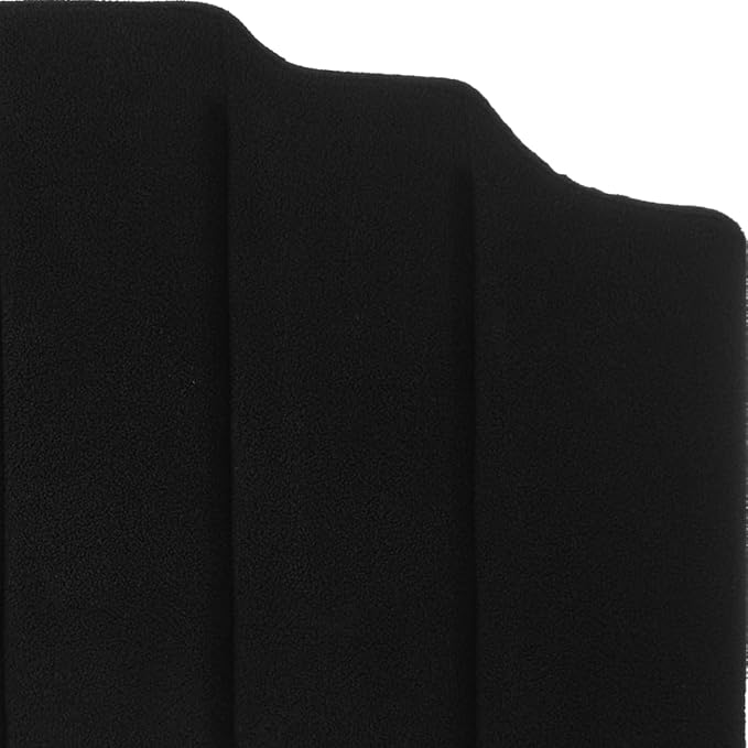 24KF Black Teddy Fabric Tufted King Upholstered Headboard, Modern Vertical Channel Design California King Headboard with Stepped Silhouette Top Edge,6026-K-Teddy Black-CasaMuseHome