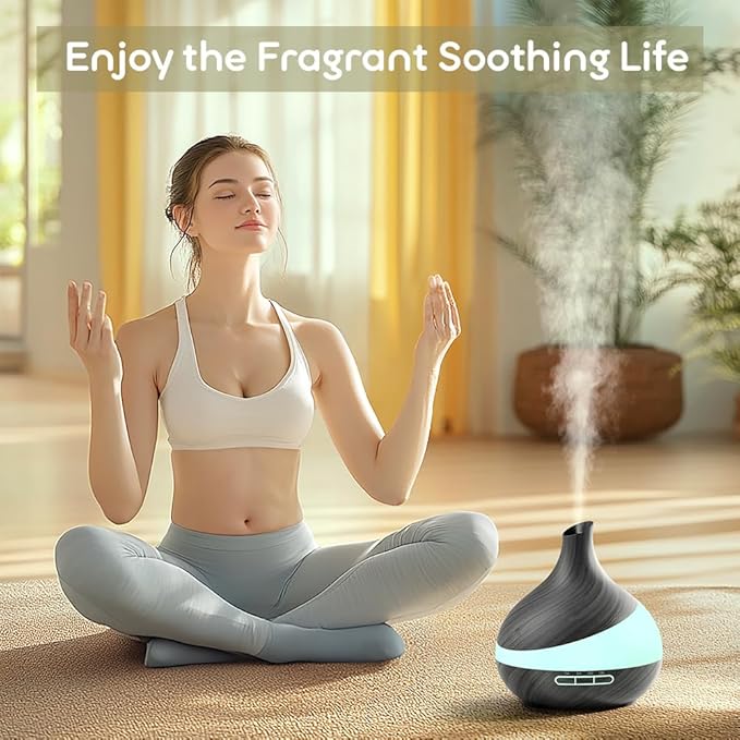 500ML Essential Oil Diffuser: Aroma Diffuser with Remote Control for Hotel Spa Yoga Room - Humidifiers for Bedroom with 14 Colors LED Night Light for Kids/Women Home Relaxation-CasaMuseHome