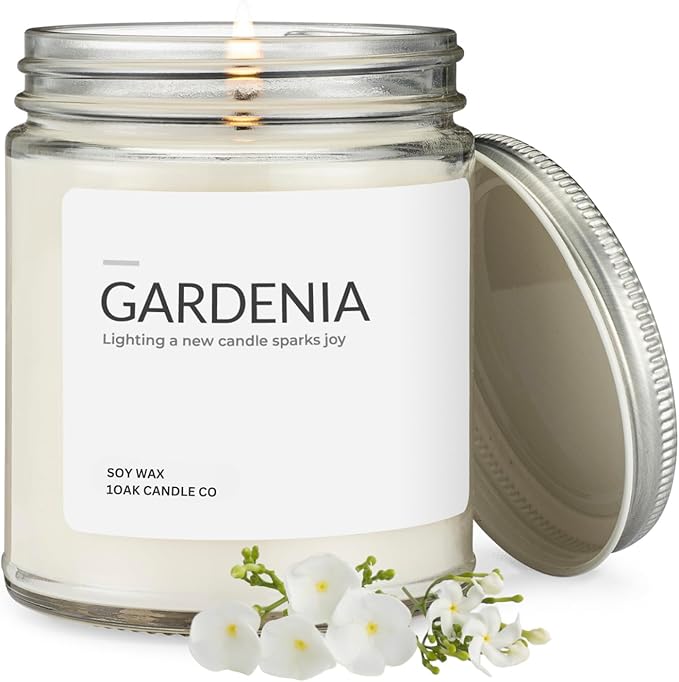1OAK Soy Wax Scented Candles (Gardenia) - Long Burning Premium Hand-Poured (7oz.)-CasaMuseHome