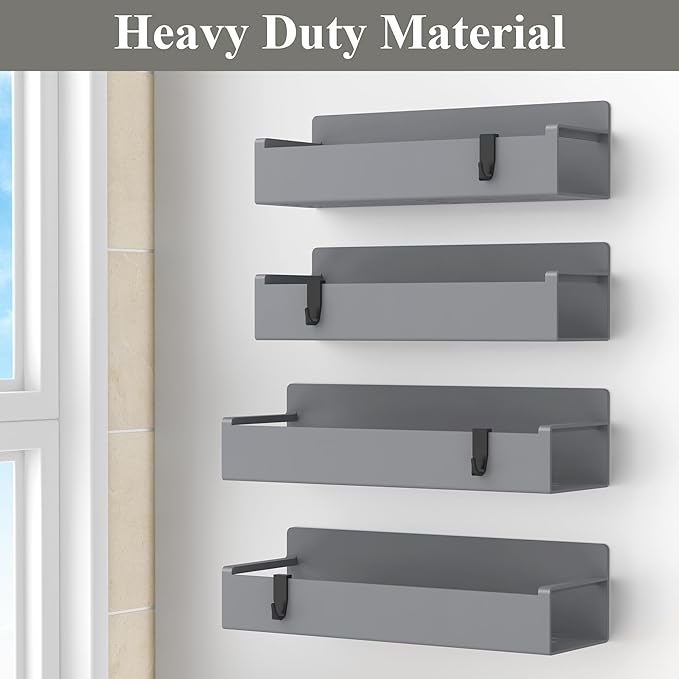 4 Pack Magnetic Spice Rack Organizer for Refrigerator and Oven, Dark Grey Fridge Organizers and Storage for Kitchen-CasaMuseHome