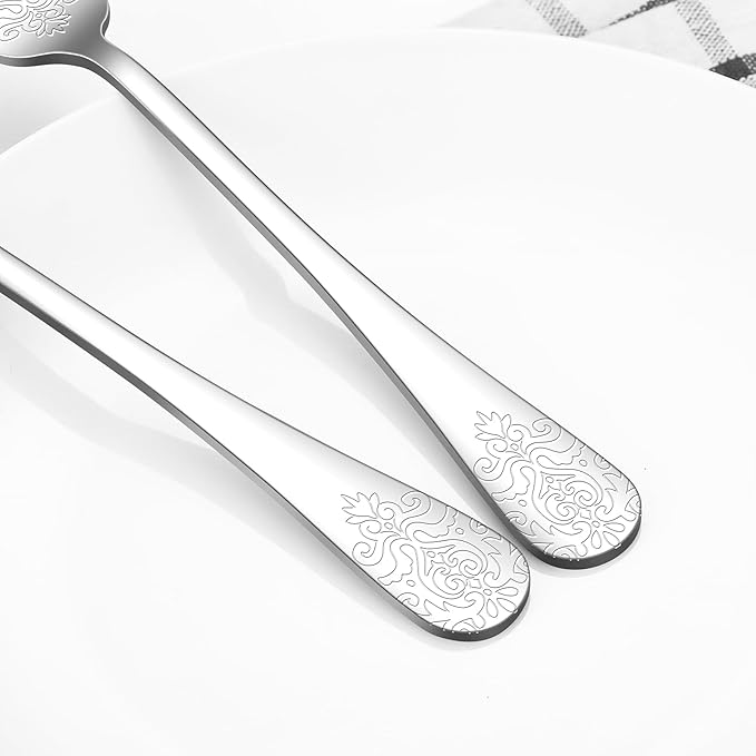 20 Pcs Silverware Set for 4 with Classical Flower Embossed Design, Food Grade Stainless Steel Flatware Set, Eating Utensils Sets Include Fork/Knife/Spoon, Reusable Cutlery Set, Dishwasher Safe-CasaMuseHome