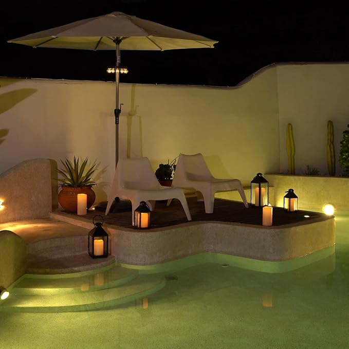 5plots 4" x 8" Single Waterproof Outdoor Flameless Candles, Battery Operated Flickering LED Pillar Candles with Remote and Timers for Indoor Outdoor Lanterns, Long Lasting, Large-CasaMuseHome