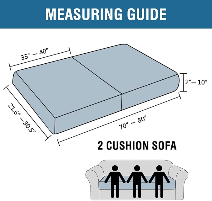 H.VERSAILTEX Super Stretch Individual Seat Cushion Covers Sofa Covers Couch Cushion Covers Slipcover Sets Thick Jacquard Textured Twill Fabric (2 Piece Large Sofa Cushion Covers, Burgundy Red)-CasaMuseHome