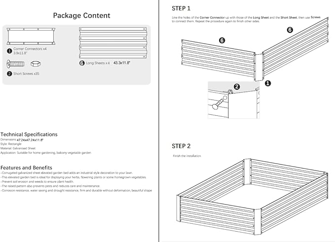 4x4x1ft Metal Raised Garden Bed Kit，Galvanized Garden Bed Box for Vegetables, Flowers, Herbs, and Succulents,120 Gallon Capacity - Green-CasaMuseHome