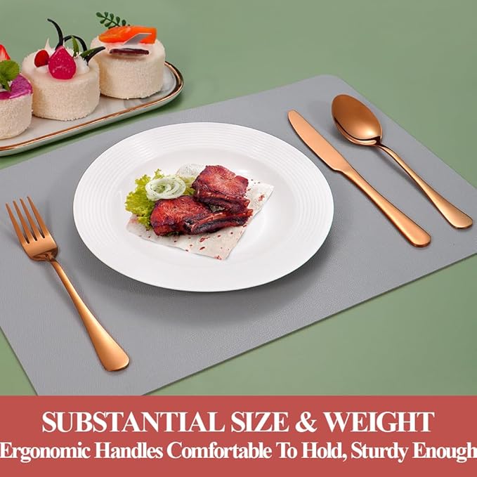 50 Pcs Rose Gold Silverware Set for 10, Food Grade Stainless Steel Flatware Set, Eating Utensils Sets Include Fork/Knife/Spoon,Home Kitchen Tableware Set, Reusable Cutlery Set, Dishwasher Safe-CasaMuseHome