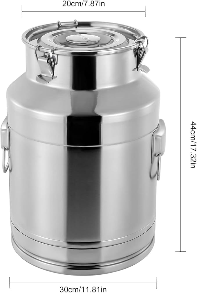 304 Food-Grade Stainless Steel Ice Bucket with Lid, 28L/7.4Gallon Good Sealing Storage Canister Milk Bucket Milk Can for Coffee, Tea, Water, Milk, Soup-CasaMuseHome