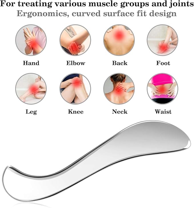 3 in 1 Guasha Massage Tool, Grade Stainless Steel Scraping Tool for Soft Tissue Upgrade Physical Therapy Stuff,Used for Back, Legs, Arms,Neck,Shoulder, Gua sha Tool… (Square+S-Shape+D-Shape)-CasaMuseHome