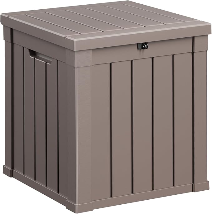 40 Gallon Resin Deck Box, Lockable Patio Outdoor Storage Box for Furniture, Garden Tools and Tools Storage, Waterproof Outside Storage Boxes - Grey-CasaMuseHome