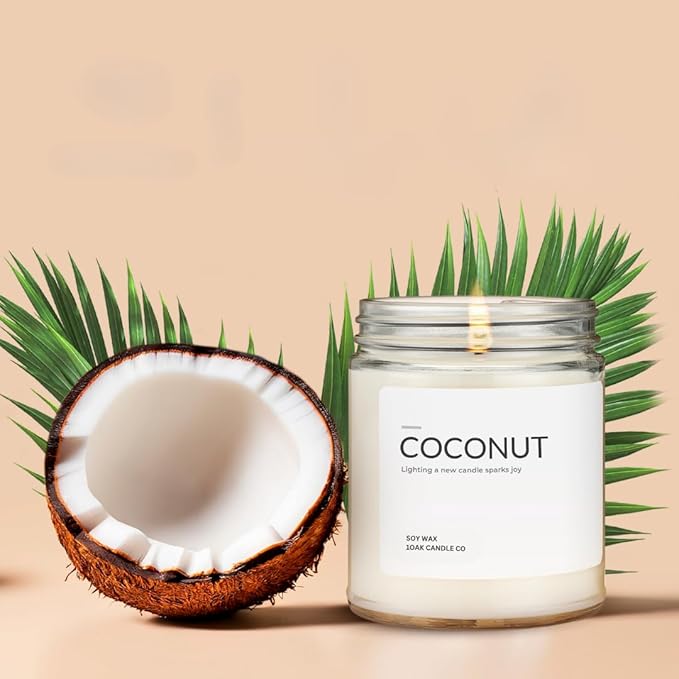 1OAK Soy Wax Scented Candle (Coconut) - Long Burning Premium Hand-Poured (7oz.)-CasaMuseHome