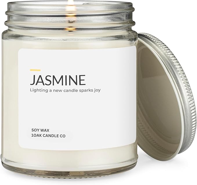 1OAK Jasmine Candle - Soy Wax Scented Candles (Jasmine) - Soy Candles for Home Scented - Long Burning Premium - Hand-Poured (7oz.)-CasaMuseHome