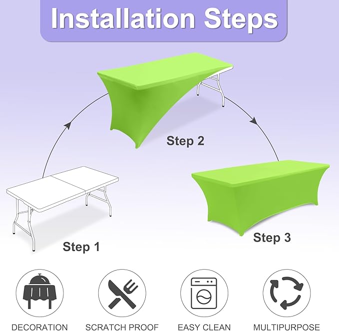 ABCCANOPY 6 FT Spandex Table Cover Stretch Fitted Wrinkle Resistant Tablecloth Reuse for Rectangular Folding Table Patry Event Wedding Banquet Protector Apple Green-CasaMuseHome