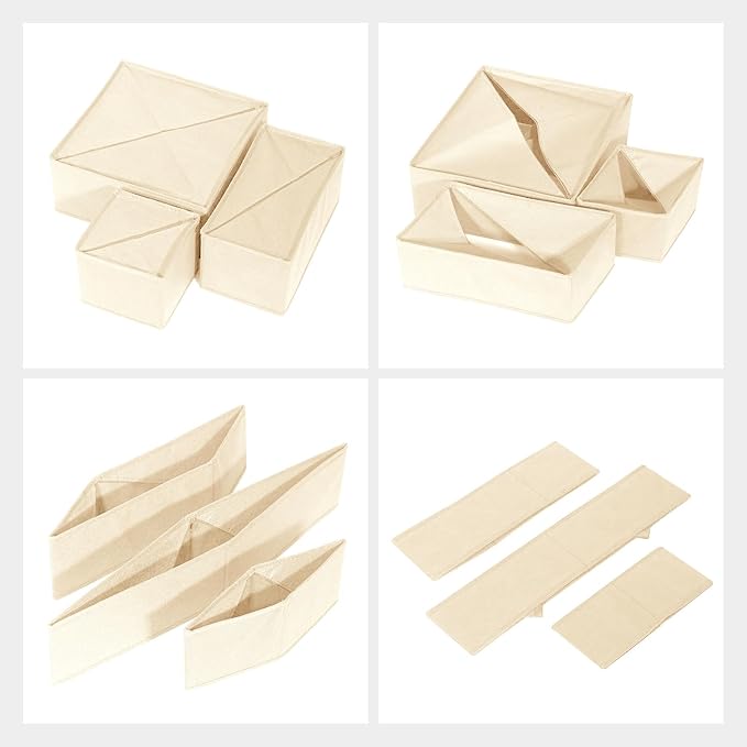 6 Pack Drawer Organizers for Clothing,Fabric Foldable Closet Organizers and Storage Dresser Drawer Dividers Storage Basket Bins for Clothes,Socks,Scarves,Ties,Underwear,Towels-CasaMuseHome