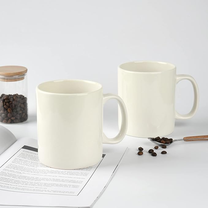 30oz Super Large Ceramic Coffee Mugs Large Handles Set of 2 (Cream)-CasaMuseHome