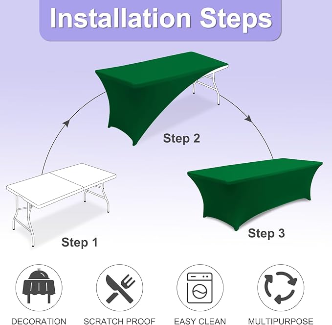 ABCCANOPY 6 FT Forest Green Spandex Table Cover Stretch Fitted Wrinkle Resistant Tablecloth Reuse for Rectangular Folding Table Patry Event Wedding Banquet Protector-CasaMuseHome