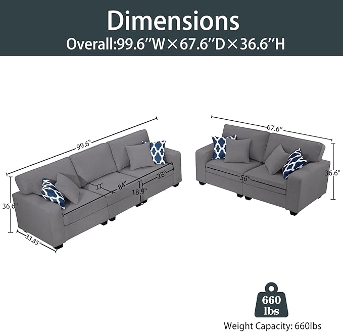 L Lengend Vansen Modular Sectional Sofa U Shaped Couch with Ottoman Modern Reversible Corner Sectional Couch for Living Room (Dark Grey, 2+3)-CasaMuseHome