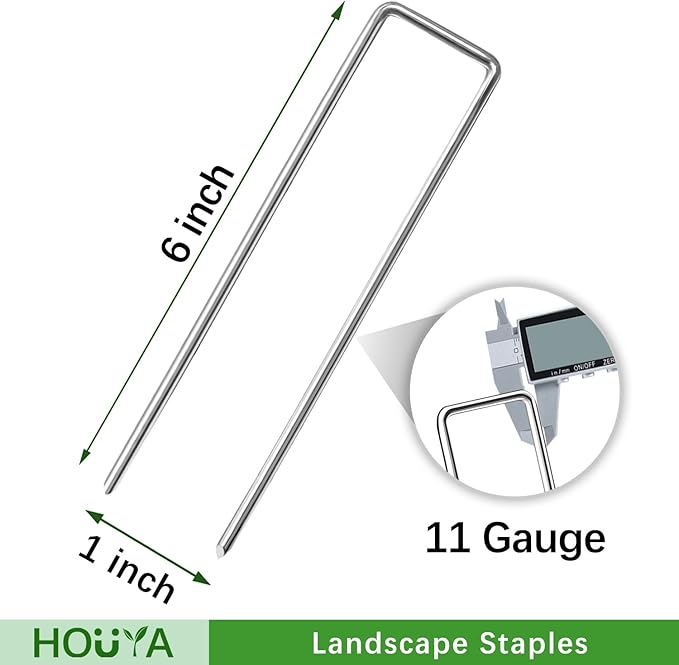 500 Pack Landscape Staples 6 Inch 11 Gauge Garden Stakes Galvanized Garden Staples Pins Anti-Rust Ground Stakes for Weed Barrier, Irrigation Tubing, Yard Lawn and Landscape Fabric-CasaMuseHome