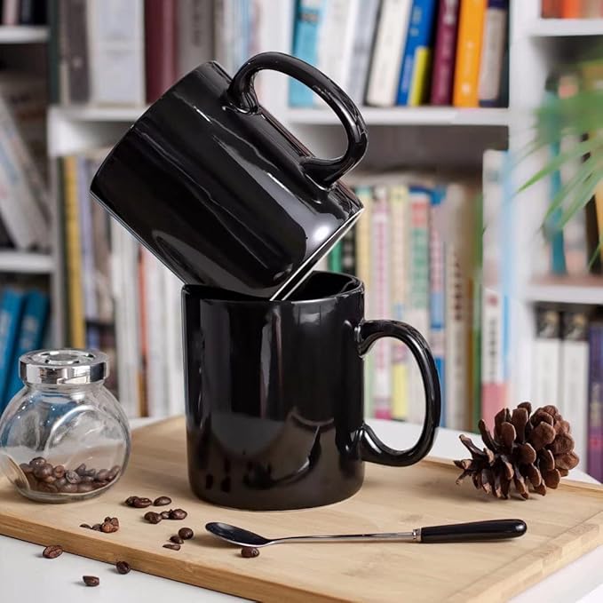 30oz Super Large Ceramic Coffee Mugs Large Handles Set of 2 (black)-CasaMuseHome