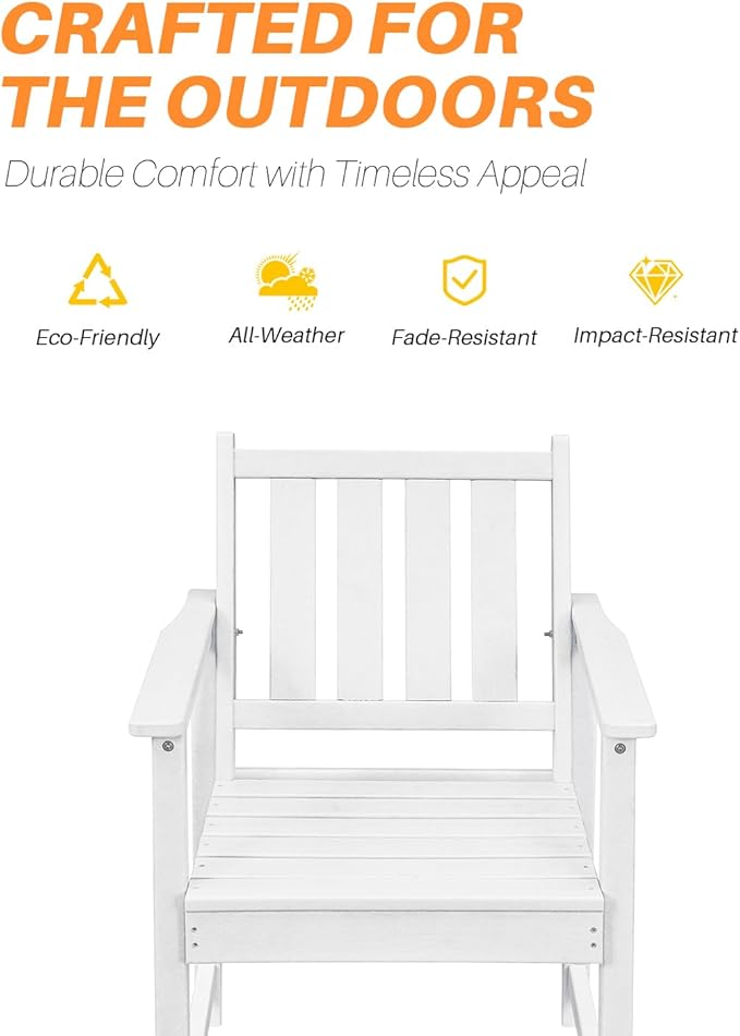 7 Pieces HDPE Outdoor Dining Set, Patio Dining Set with Umbrella Hole, All Weather Outdoor Dining Table Sets for 6, HDPE Patio Furniture Sets for Deck, Backyard, Lawn, and Poolside, Pearl-CasaMuseHome