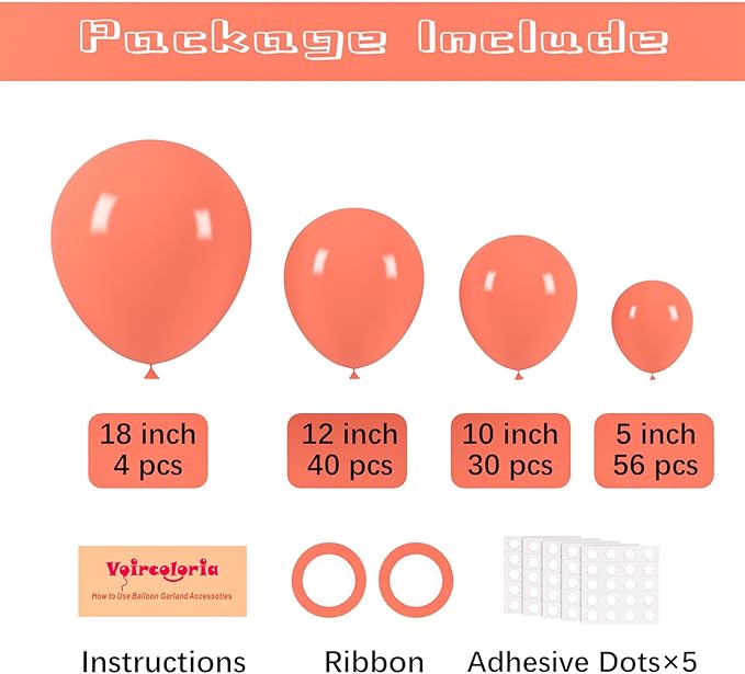 130pcs Coral Red Balloons Different Sizes 18" 12" 10" 5" Pastel Red Latex Balloon Garland Arch Kit for Birthday Baby Shower Graduation Wedding Valentine's Day Christmas Party Decorations-CasaMuseHome