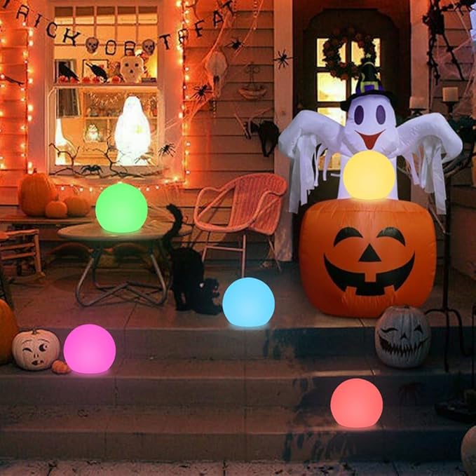 8-in Solar Globe Light Outdoor, Waterproof Solar Ball Light for Outside w/Remote, 16 RGB Color Changing Glowing Orb Lamp Landscape Lighting Mood Lamp w/Ground Stake for Garden Patio Yard Pathway Decor-CasaMuseHome