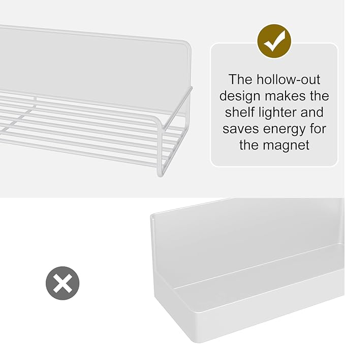 4 Pack Magnetic Spice Rack Organizer, Space Saver for Refrigerator and Microwave Oven, Metal Fridge Shelf, White-CasaMuseHome