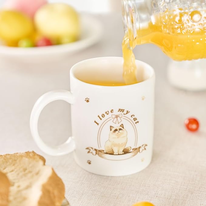 12Oz Cute Ragdoll Cat White Ceramic Mug, Mug for Daily Coffee and Tea, Lead-free Microwave and Dishwasher Safe Coffee Mug, Perfect gifts for Cat Lovers-CasaMuseHome