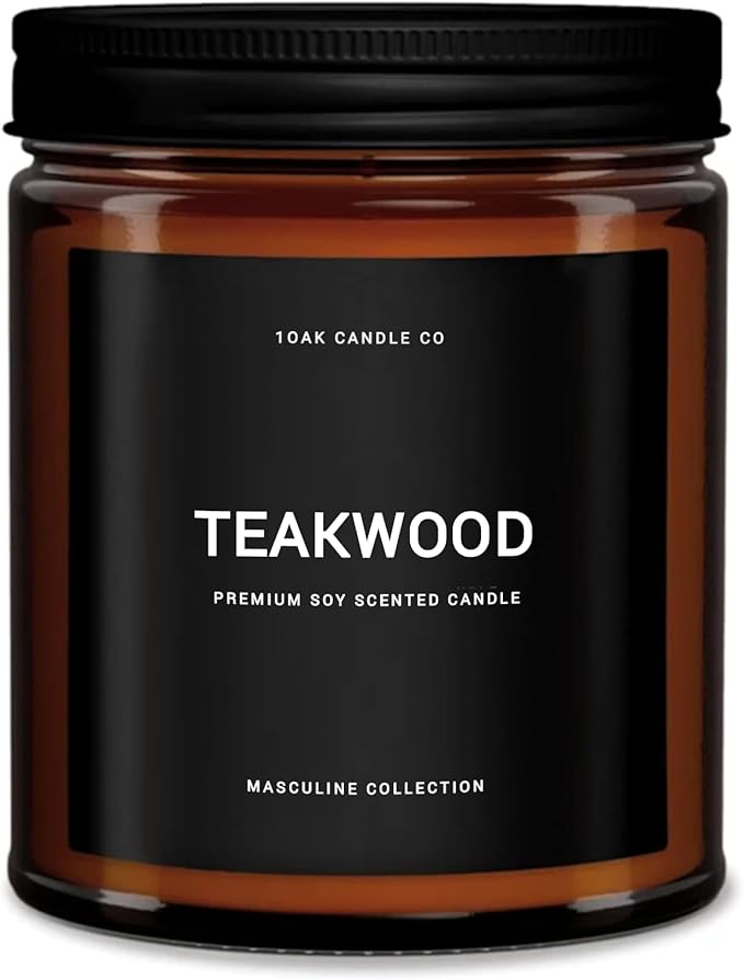 1OAK Scented Candles for Men - Teakwood & Masculine - Soy Wax, Long Burning Premium-CasaMuseHome