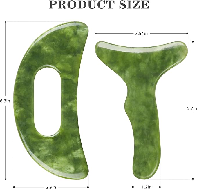 2 in 1 Jade Stone Gua Sha Massage Tool, Large Guasha Muscle Scraper Tools Set with Handle Muscle Scraping Massage Tools Anti Cellulite Spa Acupuncture Tools for Back Neck Leg Lymphatic Drainage-CasaMuseHome