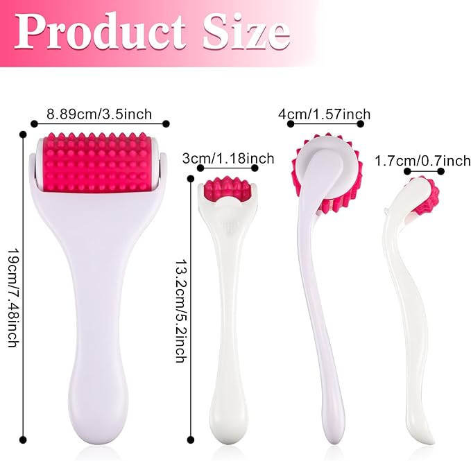 2 Pcs Muscle Roller Stick Fascia Body Cellulite Face Muscle Massage Roller Manual Massage Tools for Muscles Relief Neck Arm Back Leg Body Roller Deep Trigger Points Release Roller (White, Rosy)-CasaMuseHome