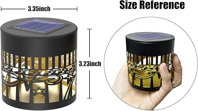 4 Pack Solar Fence Lights Metal Solar Powered Outdoor Wall Deck Lights Sun Moon Theme Waterproof Fence Light for Garden Post Patio Backyard Yard Decor (Face, 4 Pack)-CasaMuseHome