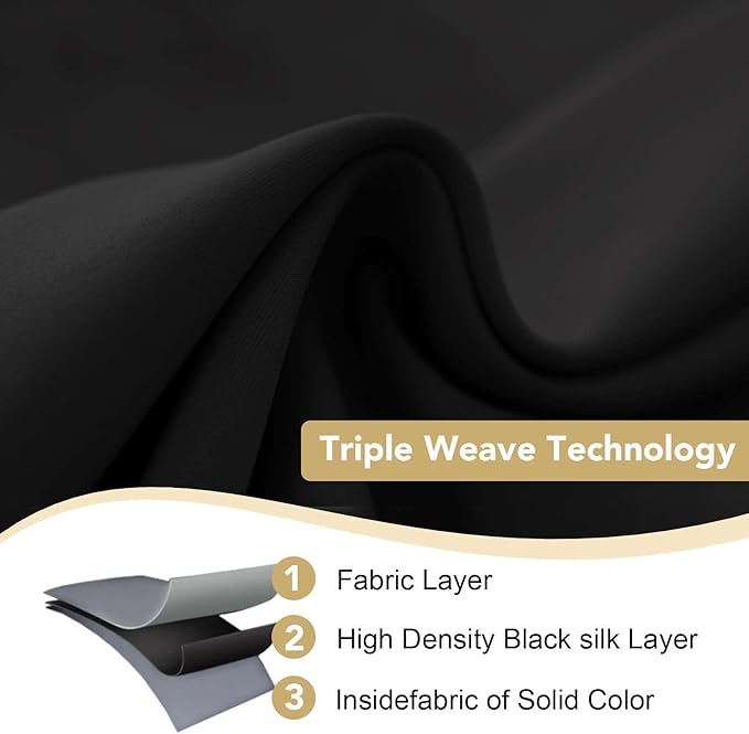 H.VERSAILTEX Thermal Insulated Grommet Blackout Curtains for Bedroom (2 Panels, 52 x 96 -Inch,Solid Black)-CasaMuseHome