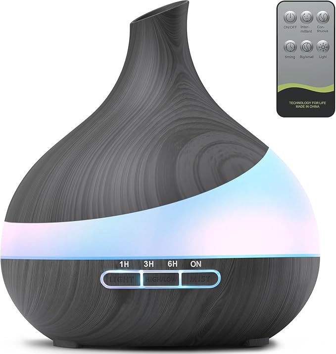 500ML Essential Oil Diffuser: Aroma Diffuser with Remote Control for Hotel Spa Yoga Room - Humidifiers for Bedroom with 14 Colors LED Night Light for Kids/Women Home Relaxation-CasaMuseHome