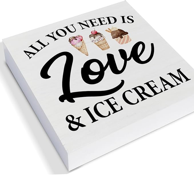 3 Pcs Summer Ice Cream Wood Box Signs Decor Farmhouse Summer Ice Cream Tiered Tray Decor Table Desk Shelf Kitchen Decoration Rustic-CasaMuseHome
