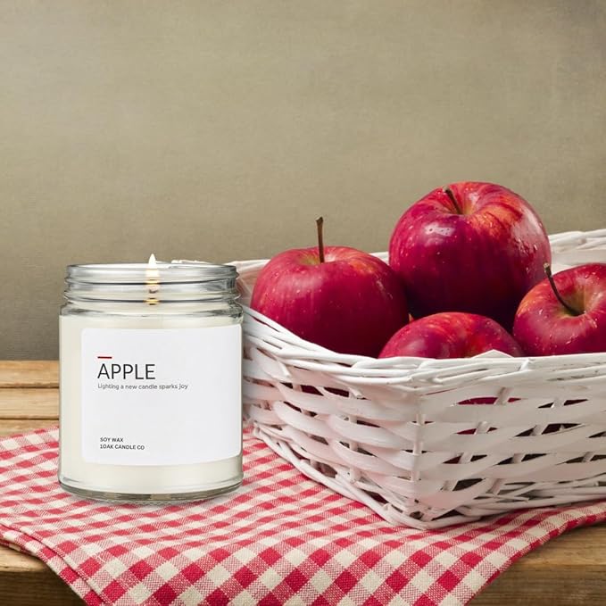 1OAK Soy Wax Scented Candles (Apple) - Soy Candles for Home Scented - Long Burning Premium - Hand-Poured (7oz)-CasaMuseHome