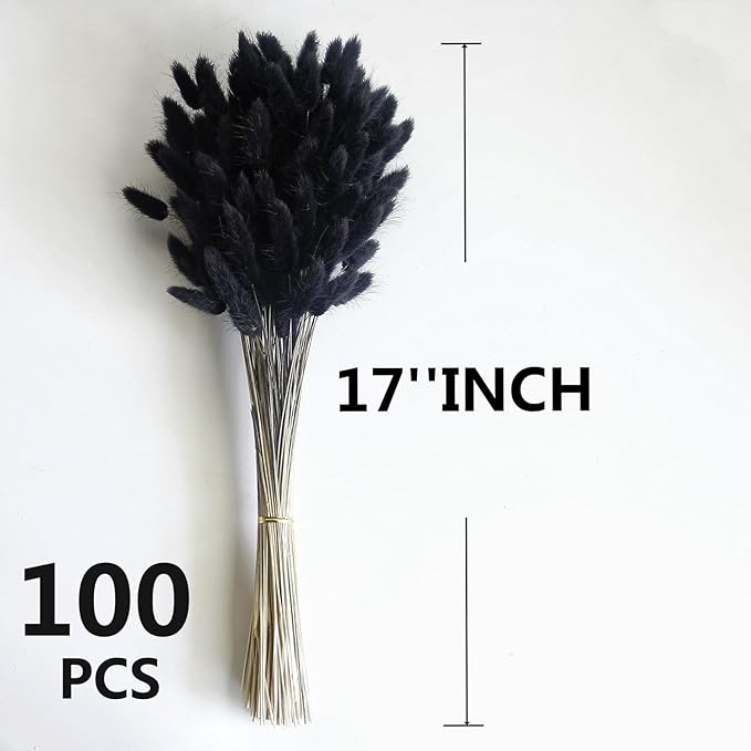 115 PCS Black Pampas Grass Bouquet, Boho Table Decor, Black Bunny Tails Dried Flowers, Dried Pampas Grass for Weddings, Home Decor, Rustic Parties, and Baby Shower Decorations-CasaMuseHome