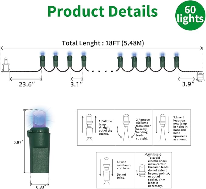 60 Count Blue - String Lights - LED Christmas Lights, Mini led Lights for Indoor Outdoor Home Holiday Party Wedding Independence Day Decoration-CasaMuseHome