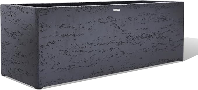 42 Inch Rectangular Concrete Planter（42Lx14Wx15H，58 Pounds）,Durable All-Weather Use with Drainage Holes,Large Rectangular Planter for Outdoor Indoor Plants-CasaMuseHome