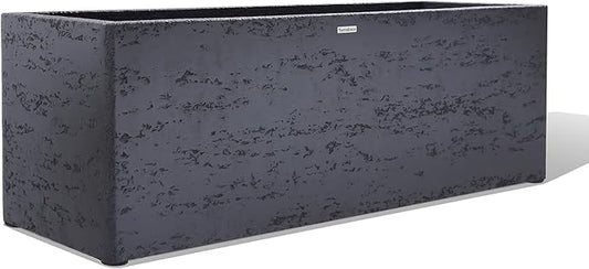 42 Inch Rectangular Concrete Planter（42Lx14Wx15H，58 Pounds）,Durable All-Weather Use with Drainage Holes,Large Rectangular Planter for Outdoor Indoor Plants-CasaMuseHome