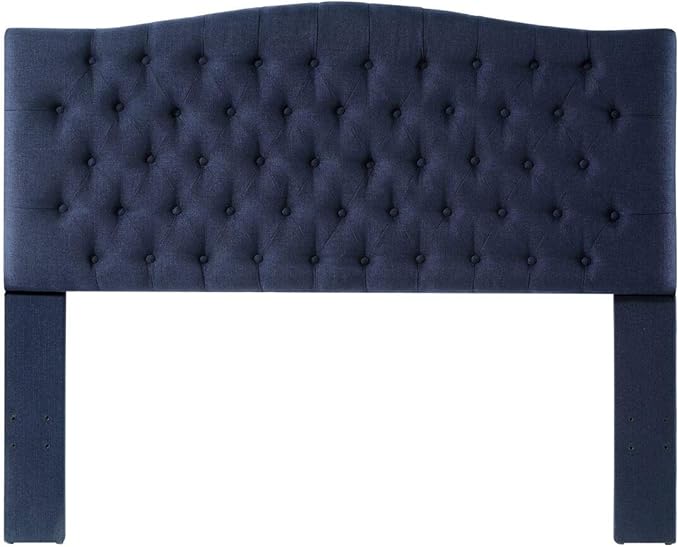 24KF Upholstered Tufted Button Linen Fabric Headboard,Comfortable Fashional Headboard Queen/Full Size,Navy Blue-CasaMuseHome