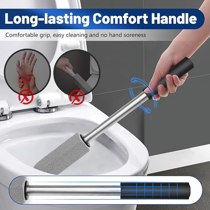 2 Pack Pumice Stone for Toilet Cleaning,16.14In Extra Long Handle Toilet Pumice Stone Toilet Bowl Cleaner Brush Toilet Scrubber for Toilets Bathtubs Grills Sinks-CasaMuseHome