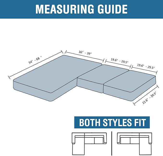 H.VERSAILTEX Velvet Stretch 3-Piece L Shape Sectional Couch Covers (Large 2 Seater + 1 Chaise, Oatmeal)-CasaMuseHome