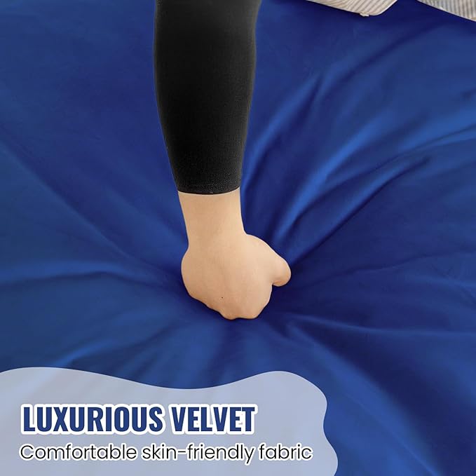 4FT Bean Bag Chair: Bean Bag with Velvet Cover, Fluffy and Comfy Bean Bag Chairs for Adults and Kids, Bean Bag Sofa Filled with High-Density Sponge for Gaming (Blue)-CasaMuseHome