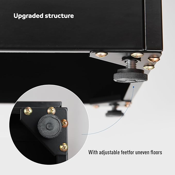 5 Tier Metal Curio Cabinets, Modern Bookshelf Cabinet with 4 Adjustable Shelves, Cabinet Display Case for Home Office, Living Room, Pantry (Black-27.5W)-CasaMuseHome